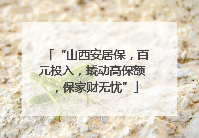 “山西安居保，百元投入，撬动高保额，保家财无忧”