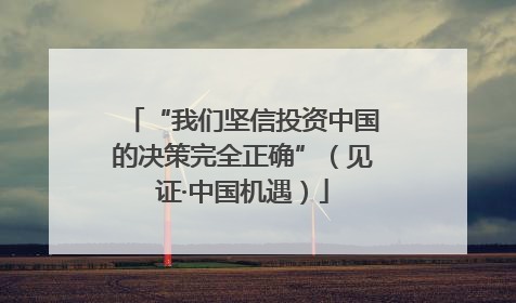 “我们坚信投资中国的决策完全正确”（见证·中国机遇）
