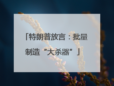特朗普放言：批量制造“大杀器”