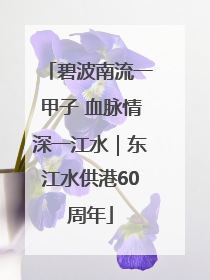 碧波南流一甲子 血脉情深一江水｜东江水供港60周年