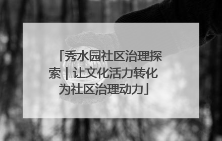 秀水园社区治理探索｜让文化活力转化为社区治理动力
