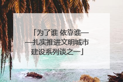为了谁 依靠谁——扎实推进文明城市建设系列谈之一