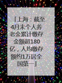 上海：截至4月末个人养老金累计缴存金额超180亿，人均缴存额约1万居全国第一