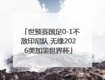 世预赛国足0-1不敌印尼队 无缘2026美加墨世界杯