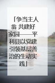 争当主人翁 共建好家园——平利县以党建引领基层善治的生动实践