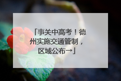 事关中高考！德州实施交通管制，区域公布→