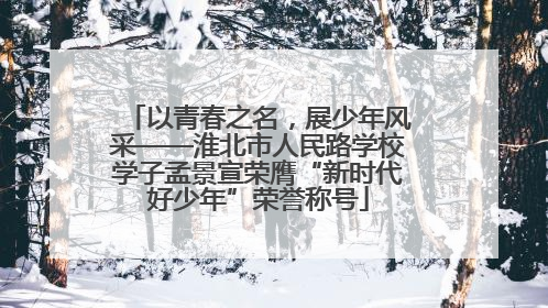 以青春之名，展少年风采——淮北市人民路学校学子孟景宣荣膺“新时代好少年”荣誉称号