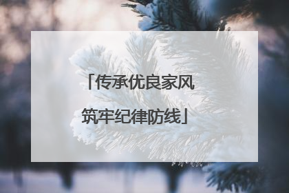 传承优良家风 筑牢纪律防线