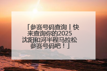 参赛号码查询丨快来查询你的2025沈阳和河半程马拉松参赛号码吧！