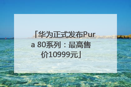 华为正式发布Pura 80系列：最高售价10999元