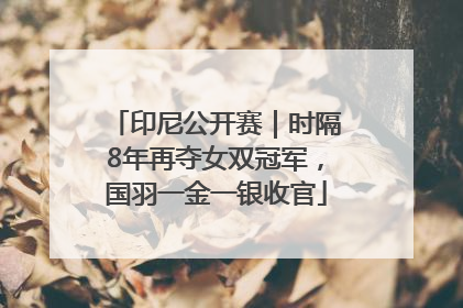 印尼公开赛｜时隔8年再夺女双冠军，国羽一金一银收官