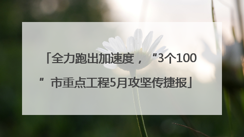 全力跑出加速度，“3个100”市重点工程5月攻坚传捷报