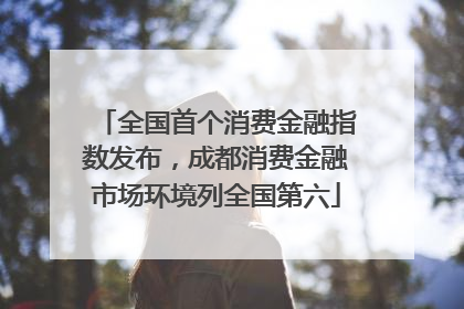 全国首个消费金融指数发布，成都消费金融市场环境列全国第六
