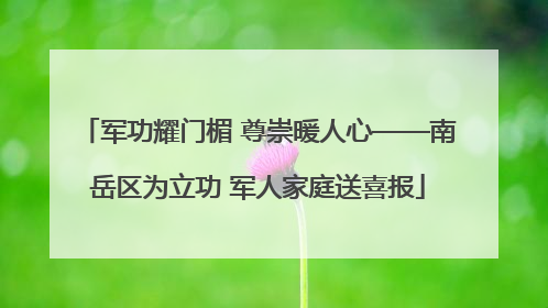军功耀门楣 尊崇暖人心——南岳区为立功 军人家庭送喜报