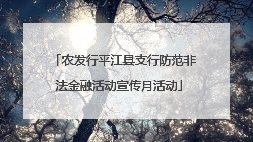 农发行平江县支行防范非法金融活动宣传月活动