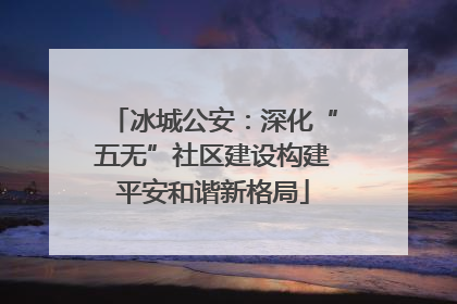 冰城公安：深化“五无”社区建设构建平安和谐新格局