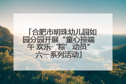 合肥市明珠幼儿园如园分园开展“童心撞端午 欢乐‘粽’动员”六一系列活动