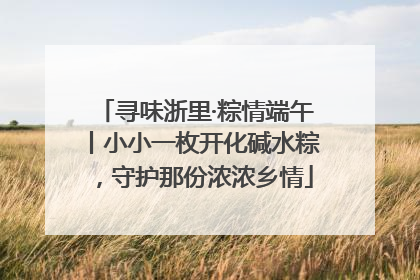 寻味浙里·粽情端午丨小小一枚开化碱水粽，守护那份浓浓乡情