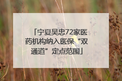 宁夏吴忠72家医药机构纳入医保“双通道”定点范围