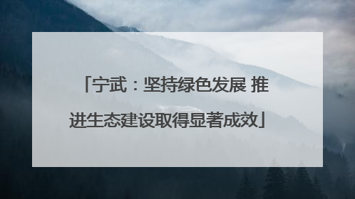 宁武：坚持绿色发展 推进生态建设取得显著成效