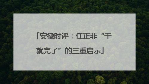 安徽时评：任正非“干就完了”的三重启示