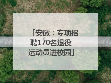 安徽：专项招聘170名退役运动员进校园