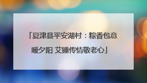 夏津县平安湖村：粽香包意暖夕阳 艾锤传情敬老心