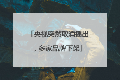 央视突然取消播出，多家品牌下架
