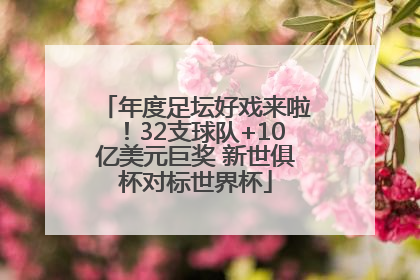 年度足坛好戏来啦！32支球队+10亿美元巨奖 新世俱杯对标世界杯