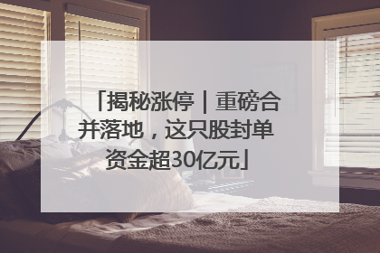 揭秘涨停｜重磅合并落地，这只股封单资金超30亿元