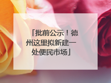 批前公示！德州这里拟新建一处便民市场