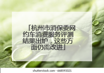 杭州市消保委网约车消费服务评测结果出炉，这些方面仍需改进