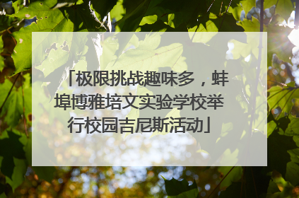 极限挑战趣味多，蚌埠博雅培文实验学校举行校园吉尼斯活动