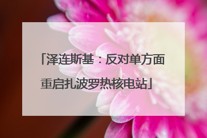 泽连斯基：反对单方面重启扎波罗热核电站