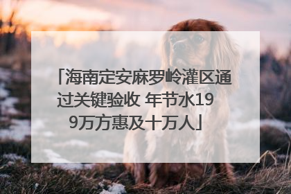 海南定安麻罗岭灌区通过关键验收 年节水199万方惠及十万人