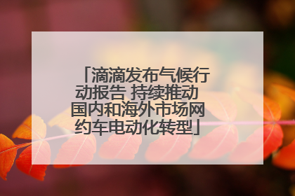 滴滴发布气候行动报告 持续推动国内和海外市场网约车电动化转型