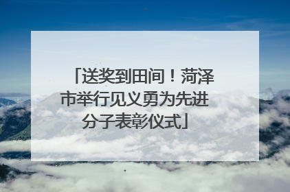 送奖到田间！菏泽市举行见义勇为先进分子表彰仪式