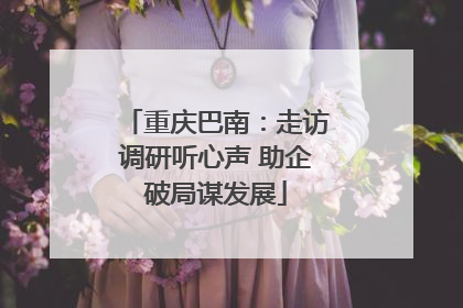 重庆巴南：走访调研听心声 助企破局谋发展
