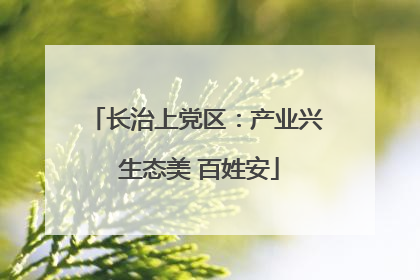 长治上党区：产业兴 生态美 百姓安