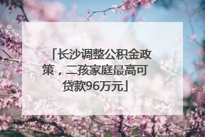 长沙调整公积金政策，二孩家庭最高可贷款96万元