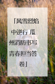 风雪烈焰中逆行 瓜州消防书写青春担当答卷