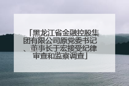 黑龙江省金融控股集团有限公司原党委书记、董事长于宏接受纪律审查和监察调查