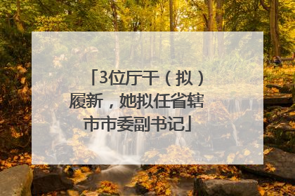 3位厅干（拟）履新，她拟任省辖市市委副书记
